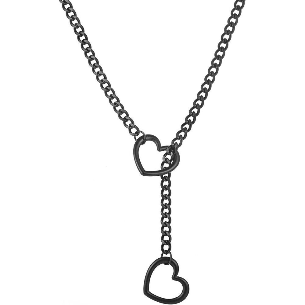 Heart Slip Chain Necklace Stainless Steel Women Adjustable Cubans Choker